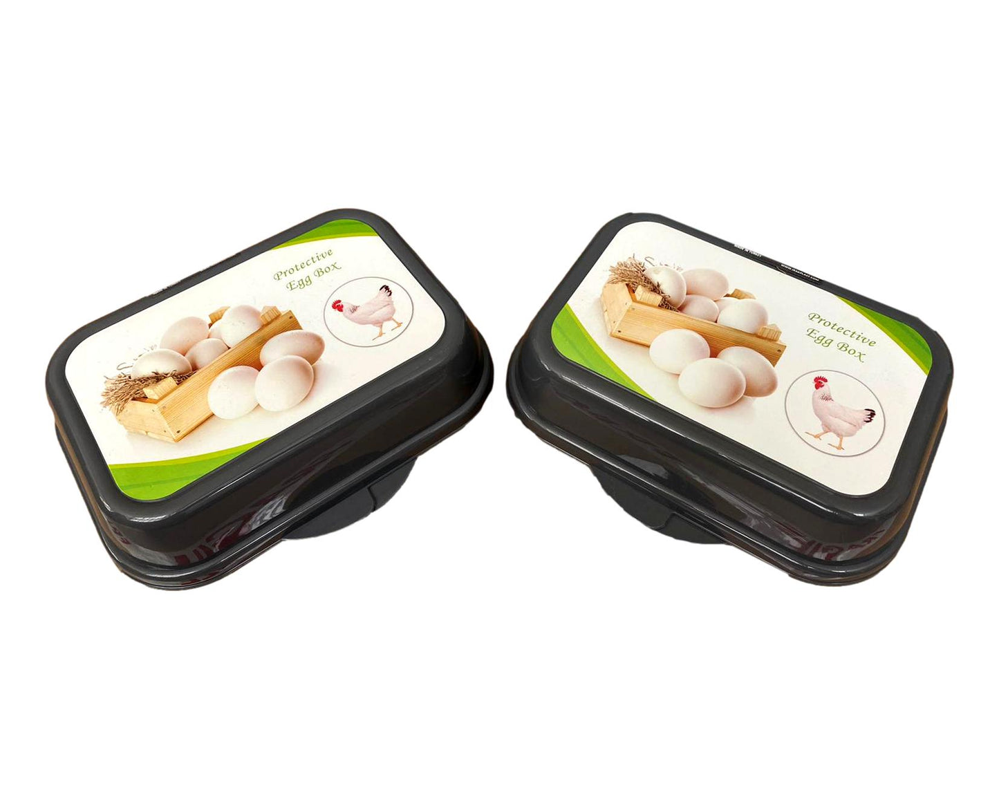 Set of 2 Portable Egg Box 6 Egg Holder, Container, BPA Free, Clip Lock